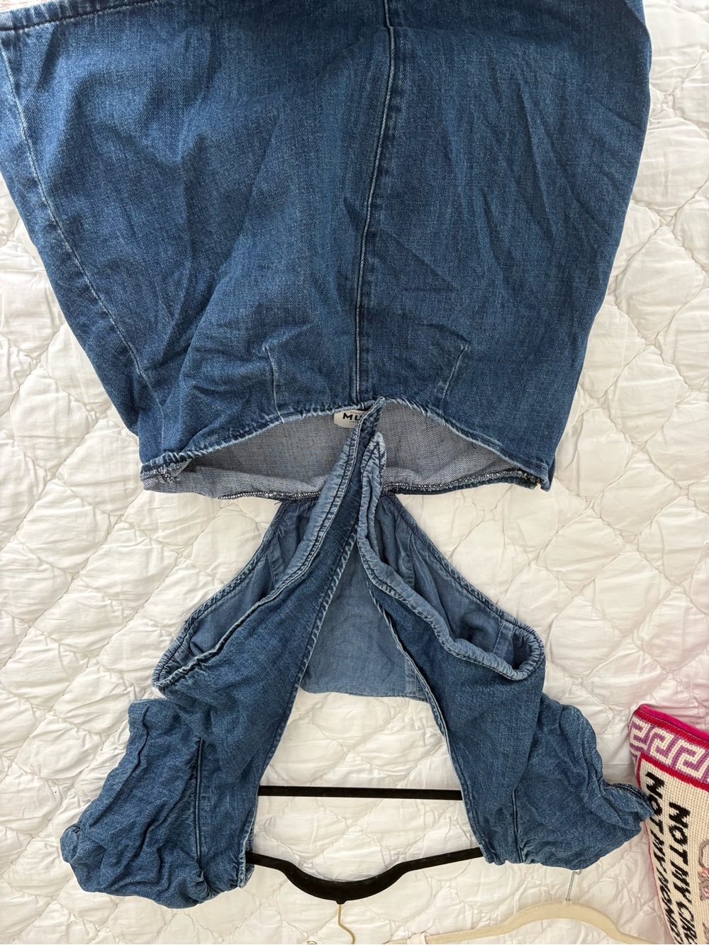 Show Me Your MuMu Denim Blue Puff-Sleeve Mini Dress - Picture 4 of 4